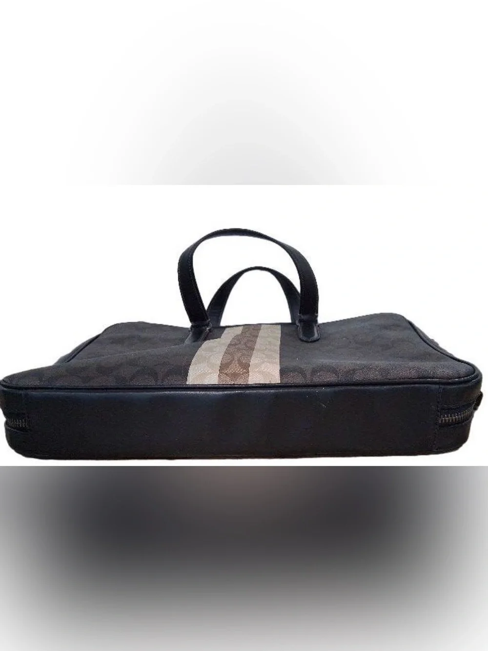 Coach Brown Signature Laptop Brief with Center Stripe